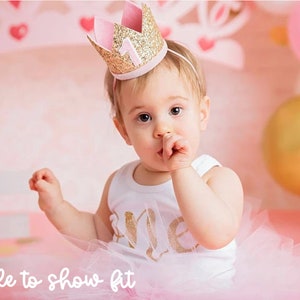 First Birthday Crown 1st Birthday Crown 1st Birthday Girl Outfit First Birthday Girl Pastel Rainbow Glitter Crown Lilac Detail image 5