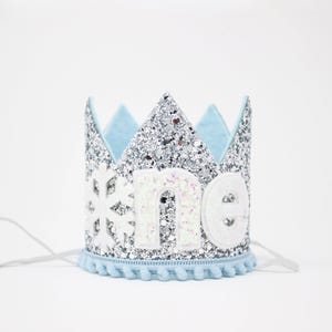 Winter Onederland First Birthday Crown | 1st Birthday Winter Wonderland Party | Silver Glitter Crown + Choose Color + Snowflake ONE