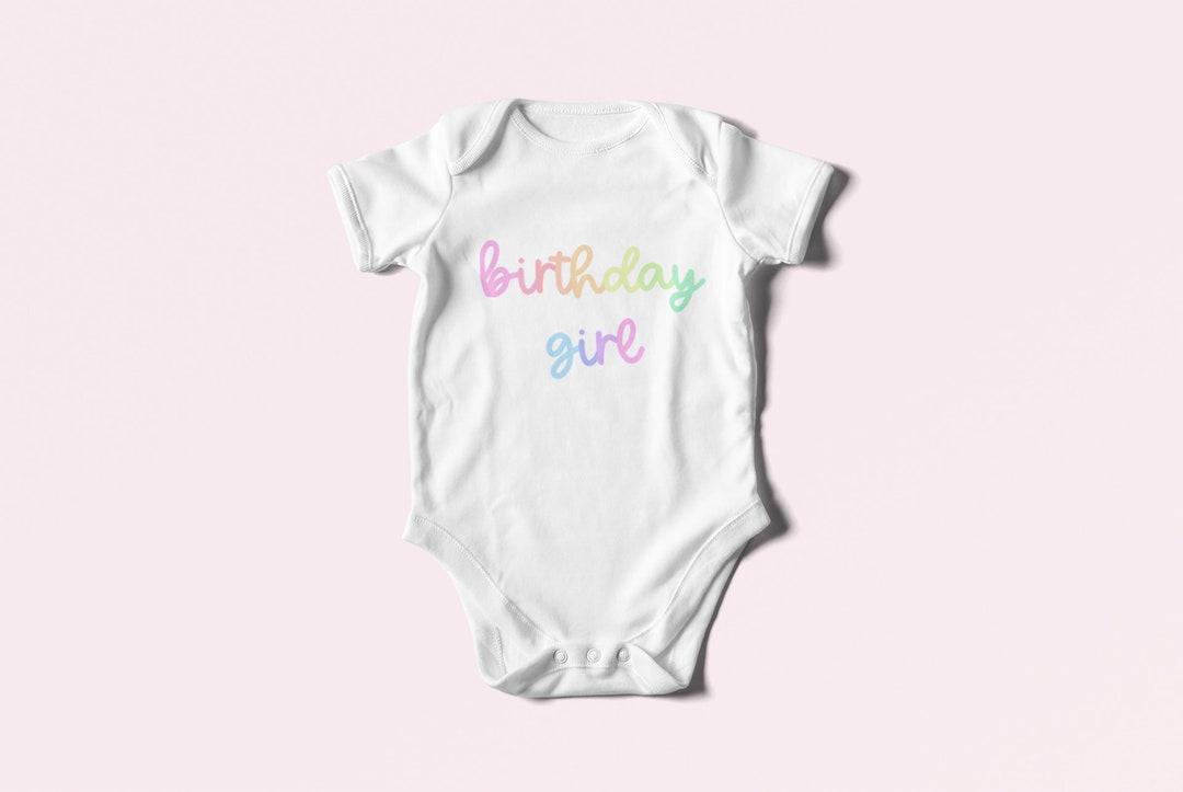 Birthday Girl Pastel Rainbow Bodysuit 1st Birthday Girl Outfit Infant