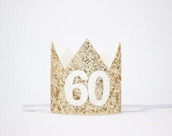 60th Birthday Crown | 60th Birthday Hat | 60th Birthday Party | 60th Birthday for Her | 60th Birthday Gift for Women | Gold White