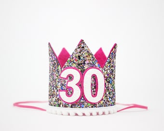 30th Birthday Crown | 30th Birthday Hat | 30th Birthday Party | 30th Birthday for Her | 30th Birthday Gift for Women | Kaleidoscope Magenta