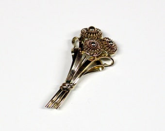Broche Ancienne Raisin En Argent Plaqué - Perles Et Marcasites - Style Antique - Occasion Bon état