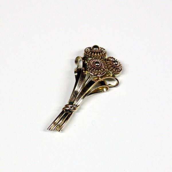 Vintage Broche America Gold - Floral Brooch