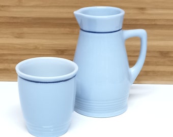 Wasserkrug mit 1 Tasse - Becher - Hellblau - Lilien Porzellan Austria - Österreich