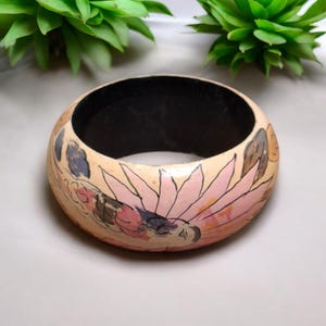 Vintage-Armband aus Holz – Armreif – Handgefertigt aus Holz – Handbemalt