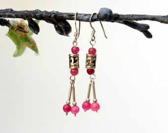 Sterling Silver (925) Earrings - Hangers with Small Beads * FREE SHIPPING *