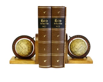 Bookends with a globe - Globe - Wood - Decorative