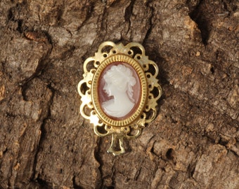 Vintage Cameo Brosche - Brosche - Goldton *KOSTENLOSER VERSAND*