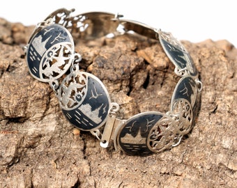 Siam Sterling Niello Switch Bracelet - Dancer - Thais * FREE SHIPPING *