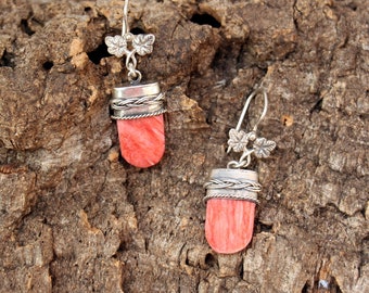 Silver (925) Earrings with Red Stone - Pendants