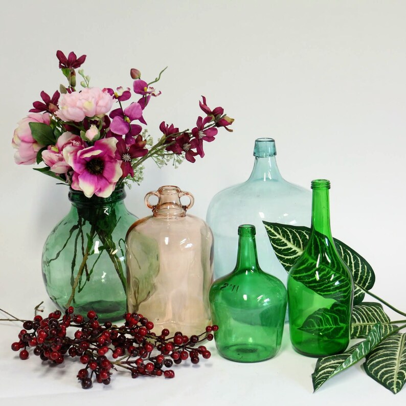 Vintage Bottle Vase Colored Brocante Shabby Chic Decoration Etsy