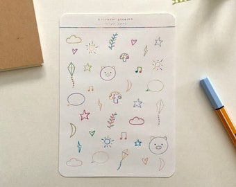 Rainbow Doodle Sticker Sheet - Leuke Stickers - Planner Stickers