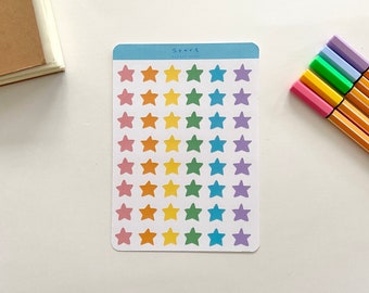 Rainbow Stars Sticker Sheet - Journalling Supplies - Esthetiek - Penpal Supplies