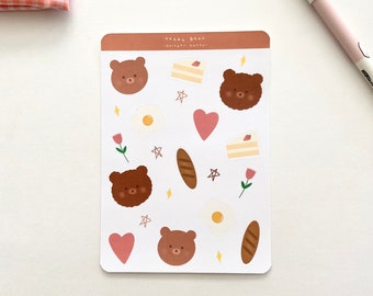Teddybeer Sticker Sheet - Leuke Sticker Sheets - Esthetiek - Briefpapier - Journal Supplies