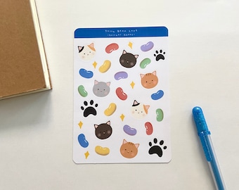 Stickervel Jelly Bean Cat - schattige stickers - dagboekstickers