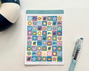 Ocean Tiles Sticker Sheet - Stationery - Journal Supplies
