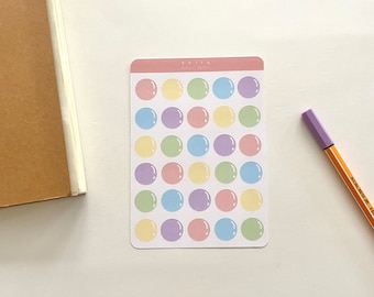 Jelly Bubbles Sticker Sheet – Pastel Aesthetic Journal Stickers