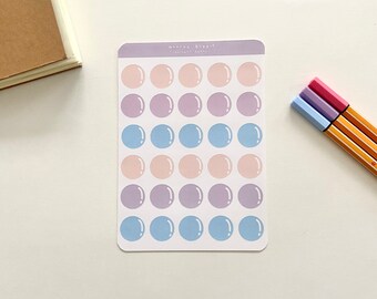 Quartz Bubble Sticker Sheet - Pastel Stickers - Journal Stickers - Esthetiek