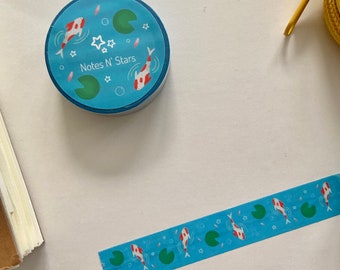 Koi Pond Washi Tape - Cute Supplies - Aesthetic Stationery - Cute Washi Tape