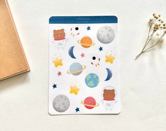 Astronaut stickervel - schattige stickervellen - esthetiek - briefpapier - dagboekbenodigdheden