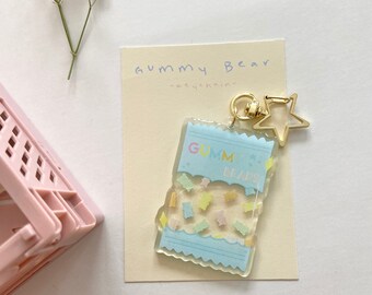 Glitter sleutelhanger in de vorm van een gummybeer - Acryl telefoonhanger - Accessoire voor tas