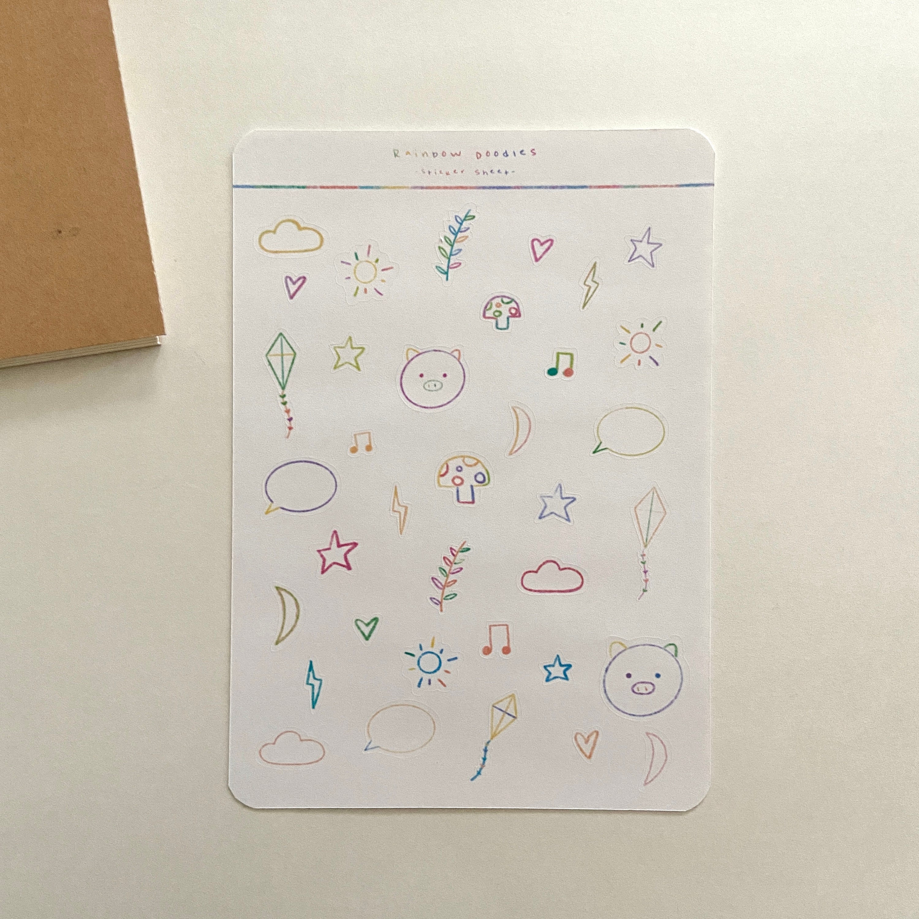 Rainbow Doodle Sticker Sheet - Cute Stickers - Planner Stickers - Etsy