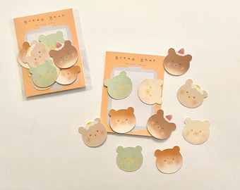 パンくまステッカーパック - かわいい文房具 - 美的 - パステルステッカー - 日記帳用品
