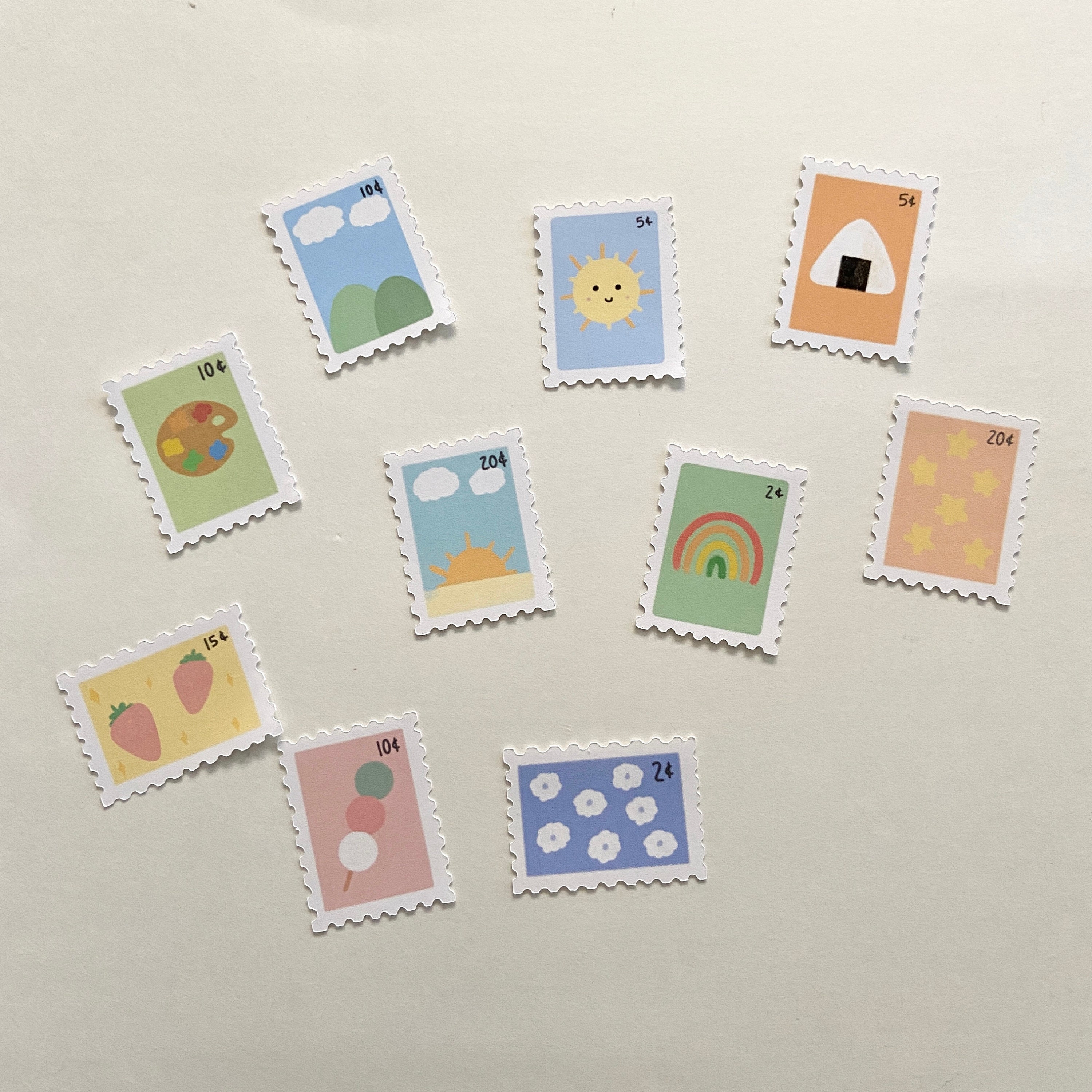 Postage Stamp Sticker Pack 10 Stickers Aesthetic Stickers Cute Stickers 