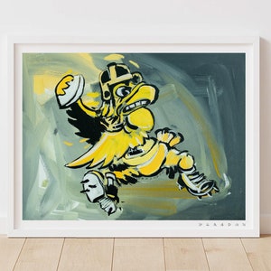 Iowa Hawkeyes &quot;Vintage Herky the Hawk&quot; by Brandon Thomas | Archival-Grade Giclee Fine Art Print