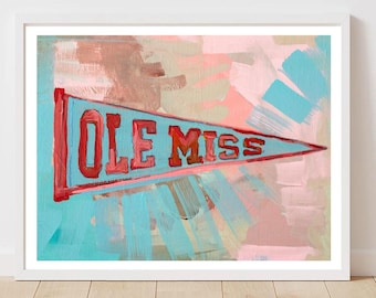 Ole Miss Rebels "Vintage Pennant"  by Brandon Thomas | Archival-Quality Giclee Fine Art Print