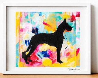Great Dane Abstract Silhouette Painting Print