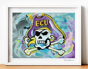 ECU PeeDee Pirate Eastern Carolina University Painting Print - C038