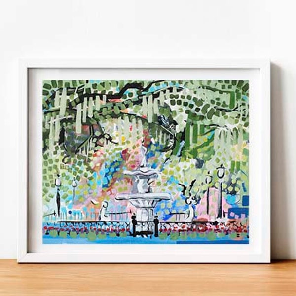 Forsyth Park Fountain Savannah Georgia Painting Print