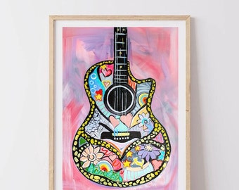 Taylor Swift Eras Tour "Nashville Butterfly Mural" Guitar | Swifties Merch Archival-Quality Print