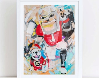 Georgia Bulldogs &quot;Hairy Dawg & Uga&quot; | Officially-Licensed Archival-Quality Art Print by Brandon Thomas
