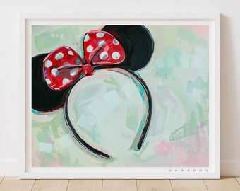 MINNIE Mouse Ears with Polka Dot Bow | Archival-Grade Art Print | Castle, Movie Poster, Nursery Decor, Kids Room Decor, Gifts for Her