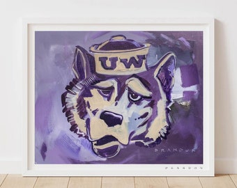 Washington Huskies "Vintage Harry" by Brandon Thomas | Archival-Quality University of Washington Art Print