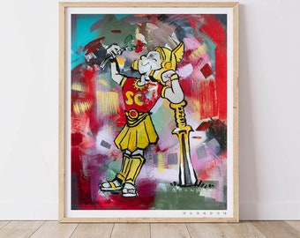 USC Trojans "Vintage Rose Bowl Traveler Trojan" | Archival-Quality Art Print