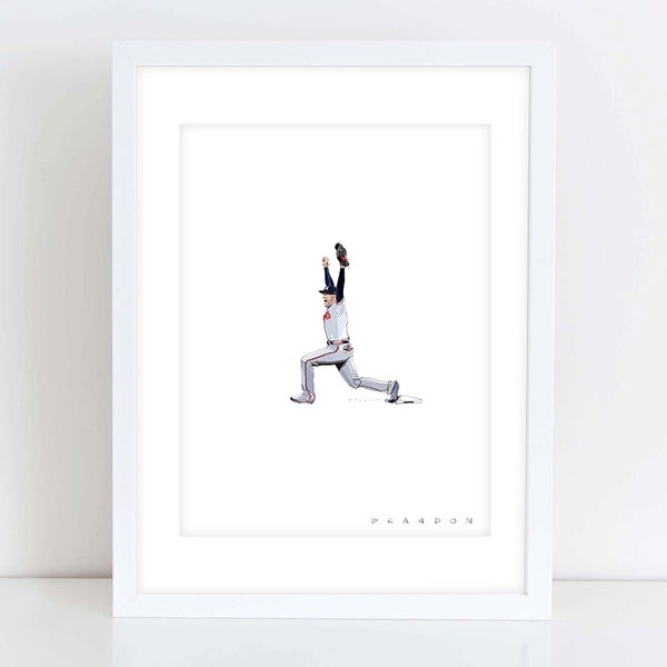 Ilustración original de la celebración de Freddie Freeman en la Serie Mundial de los Atlanta Braves