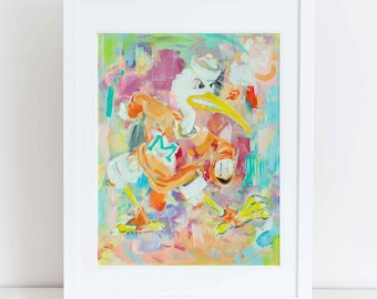 Miami Hurricanes "Vintage Sebastian the Fighting Ibis" by Brandon Thomas | Officially-Licensed Archival-Quality Giclee Print