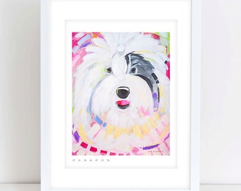 Sheepadoodle Sheep Dog Painting Print