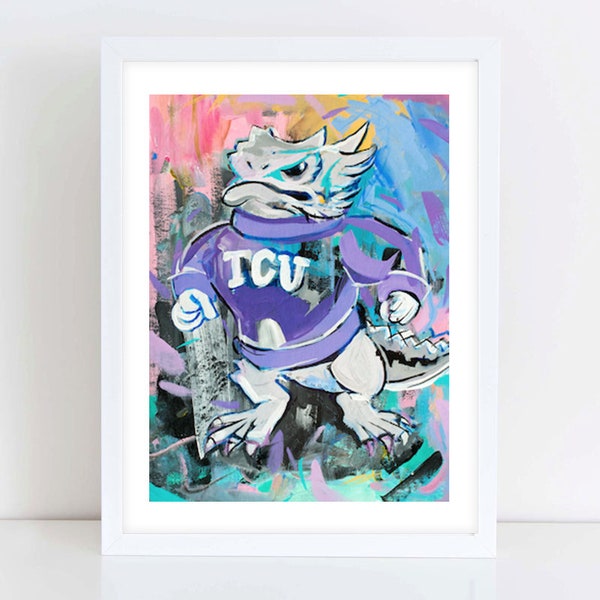 TCU Vintage Horned Frog Painting Print