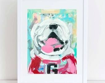 Georgia Bulldogs &quot;Chunky Uga&quot; by Brandon Thomas | Officially Licensed Archival-Quality University of Georgia Art Print