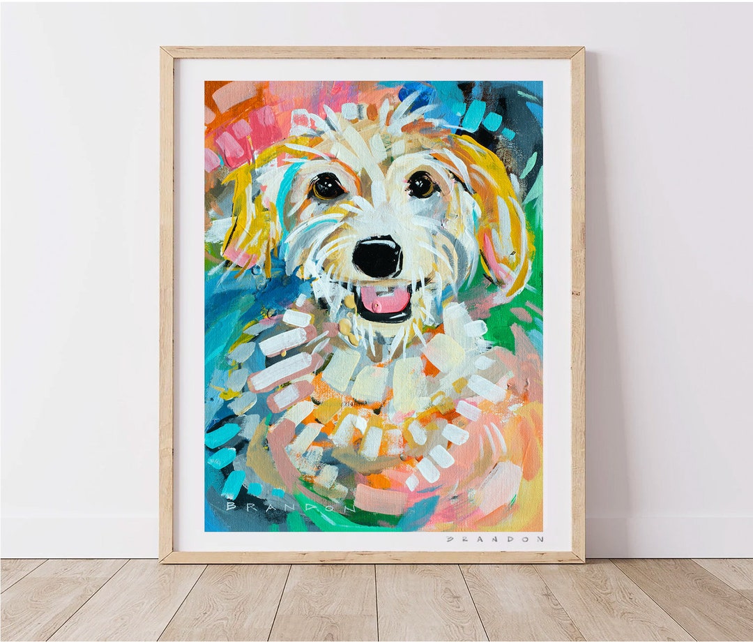 Scruffy White Terrier Mix Painting Print - Etsy