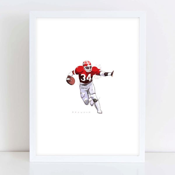 Herschel Walker #34 University of Georgia UGA Original Drawing Print