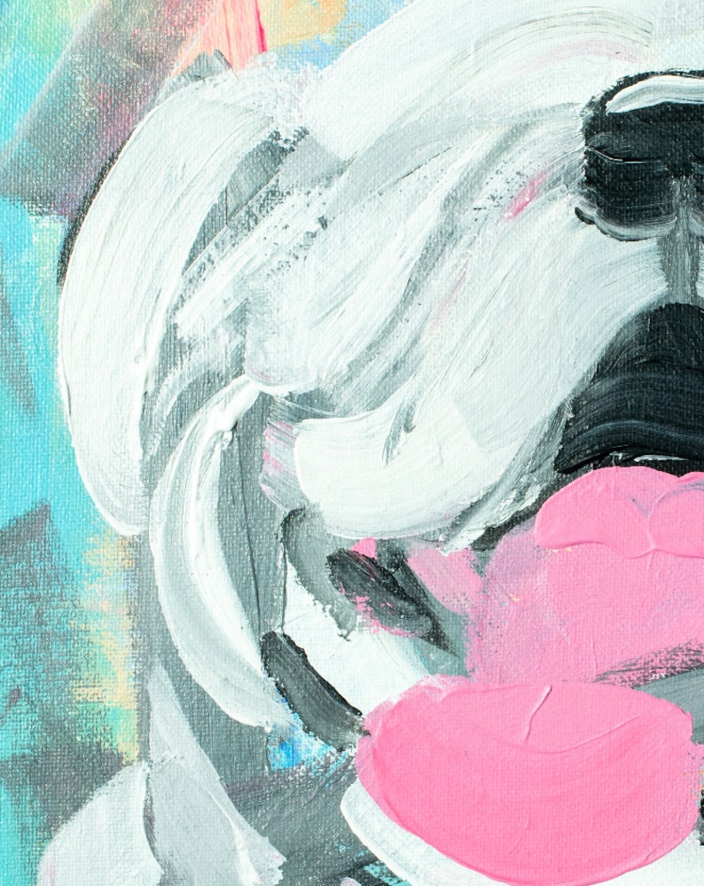 May include: Abstract painting with thick brushstrokes in white, black, gray, and pink. The painting has a textured surface and a modern style.