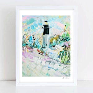 Tybee Island Lighthouse Beach House Painting Print