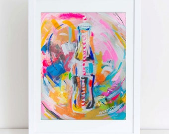 Coke Bottle "Swirl" Coca-Cola Painting Print - K002