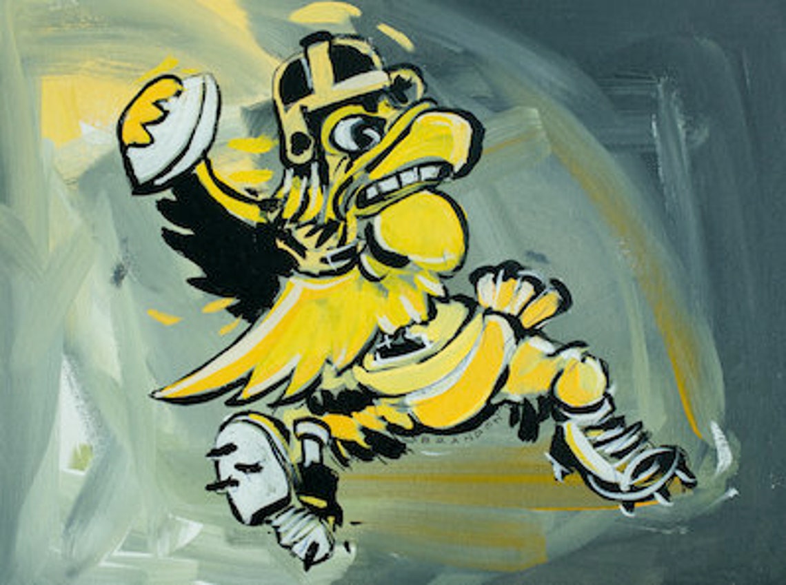 Iowa University Hawkeyes Vintage Herky the Hawk Painting Print - Etsy