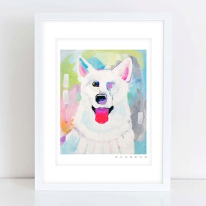 White Husky Painting Print